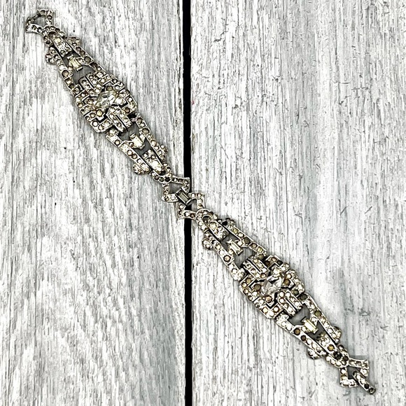 207. Antique Art Deco (1920s) Signed Mazer (Brother’s) Rhinestone Bracelet. - Picture 6 of 9